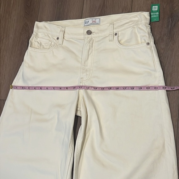 NWT Gap Wide-Leg Baggy Mid-Rise Cream Pants Size 8 Petite Relaxed Fit - Picture 7 of 16